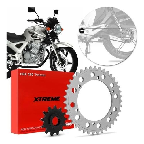 Kit Relação Transmissão Coroa Pinhão Honda Cbx 250 Twister