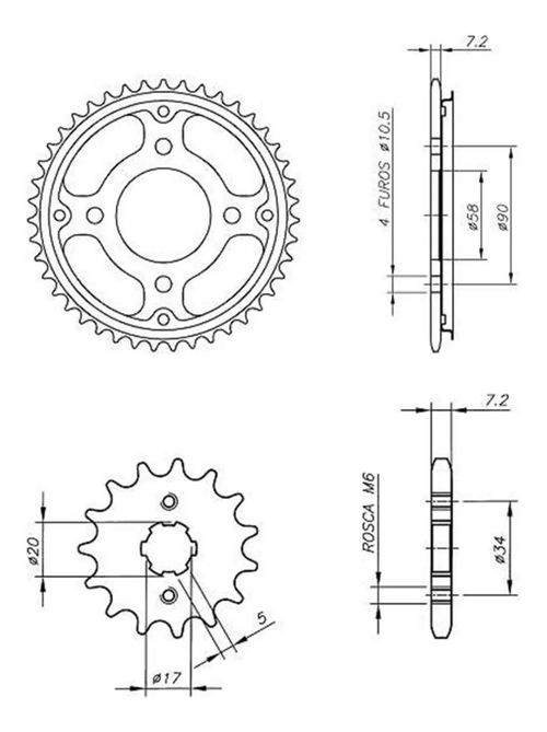 Kit Relação Transmissão Coroa Pinhão Honda Cg 125 Fan