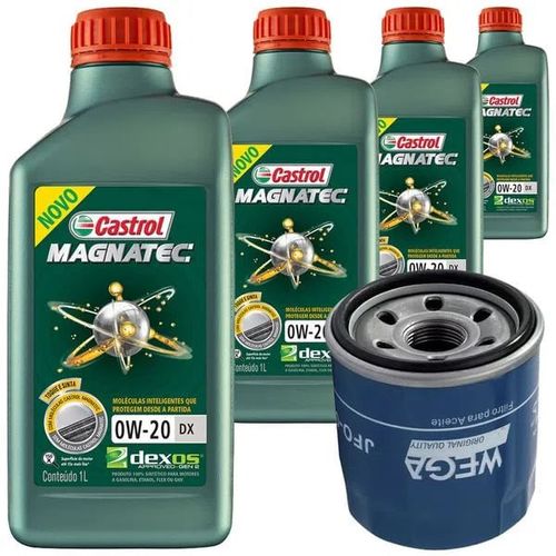 4 Óleo Sintético 0W-20 Castrol e Filtro Óleo Wega Civic 1.5 1.8 2.0 16V 2006 a 2022