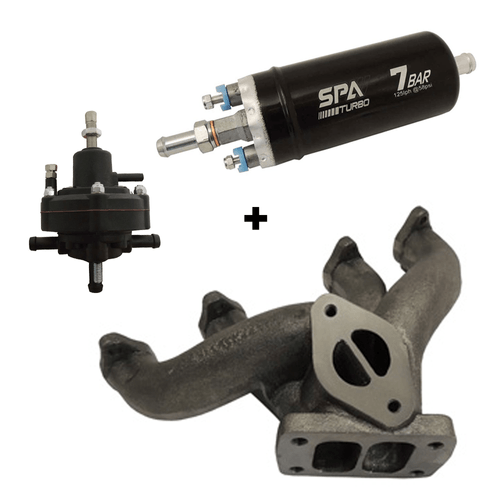 BOMBA ELÉTR. DE COMBUSTÍVEL EXTERNA 7 BAR + COLETOR DE ESCAPE P/ TURBO VW AP 8V PULSA. FAROL T3 + DOSADOR DE COMBUSTÍVEL HPC GRANDE P/ CARBURADOS SPA