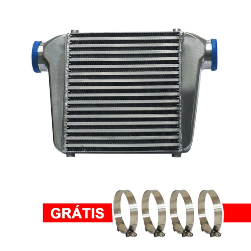 Intercooler Ar/ 280x75x300mm/ Colméia Tipo Bar & Plate / Alumínio/ Entrada 3"/ Universal/ Veículos Leves e Pesados - Grátis 4 abraçadeiras Tucho