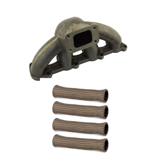 Coletor de escape para turbo Ford Zetec Rocam 8V - T2 + Capa térmica para cabo de vela Titanium - Jogo com 4 unidades