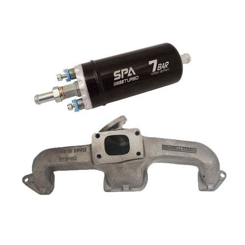 Coletor de escape para turbo GM Opala / Caravan 4 cilindros - T3 + Bomba elétrica de combustível externa 7 BAR