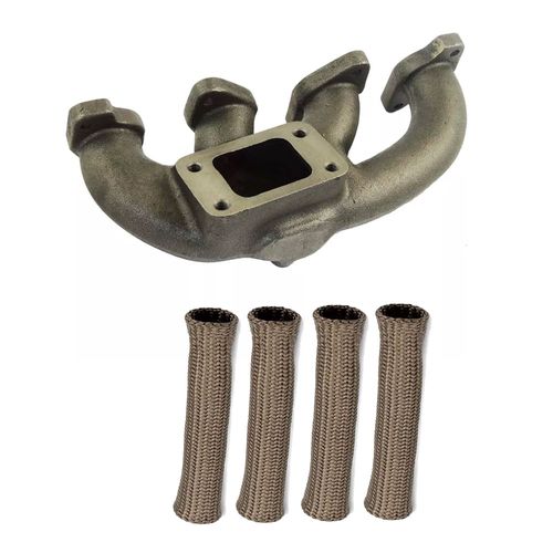 Coletor de escape para turbo GM Astra 8V (belga) - T3 + Capa térmica para cabo de vela Titanium - Jogo com 4 unidades