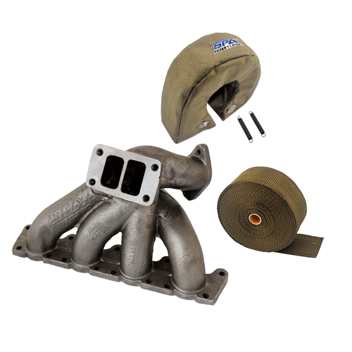 COLETOR DE ESCAPE PARA TURBO VW PASSAT / AUDI A4 1.8 20V LONGITUDINAL - T3 PULSATIVO - "I" 2 FUROS + FITA TÉRMICA TITANIUM + Capa Turbina