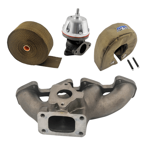 Coletor de escape para turbo VW AP 16V Longitudinal - T3 + FITA TÉRMICA TITANIUM + Protetor Térmico de Turbina + WASTEGATE MCSI SR2 BOOSTER