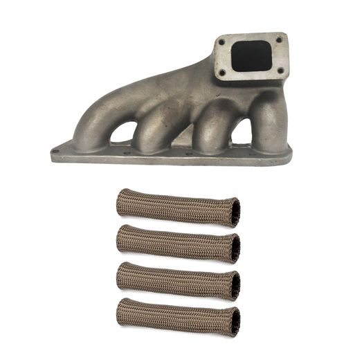 Coletor de escape para turbo VW EA 111 VW Golf IV / Audi A3 - T2 + Capa térmica para cabo de vela Titanium - Jogo com 4 unidades