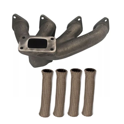 Coletor de escape para turbo GM Zafira 8V - T3 + Capa térmica para cabo de vela Titanium - Jogo com 4 unidades