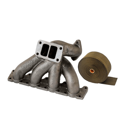 COLETOR DE ESCAPE PARA TURBO VW PASSAT / AUDI A4 1.8 20V LONGITUDINAL - T3 PULSATIVO - "I" 2 FUROS + FITA TÉRMICA TITANIUM