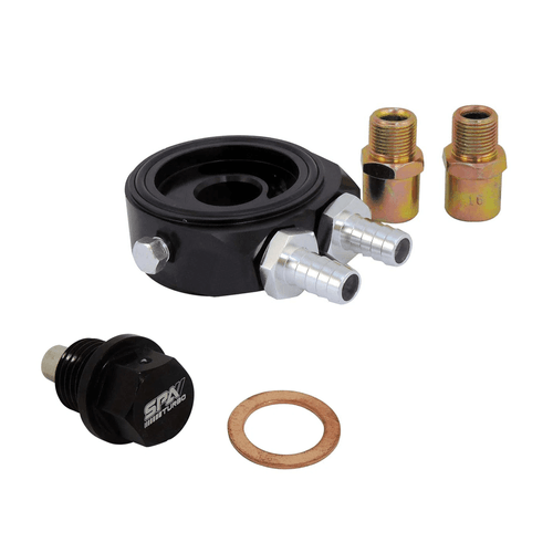 BUJÃO CARTER MAGNÉTICO SPA M14 X 1.5 PRETO + Kit flange circulação óleo VW / FIAT / FORD / PEUGEOT