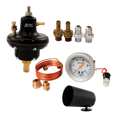 DOSADOR DE COMBUSTÍVEL HPI BILLET V3 MOTORES INJETADOS + MANÔMETRO DE PRESSÃO DE COMBUSTÍVEL 10 BAR 52 MM SPA TURBO + SUPORTE GRÁTIS