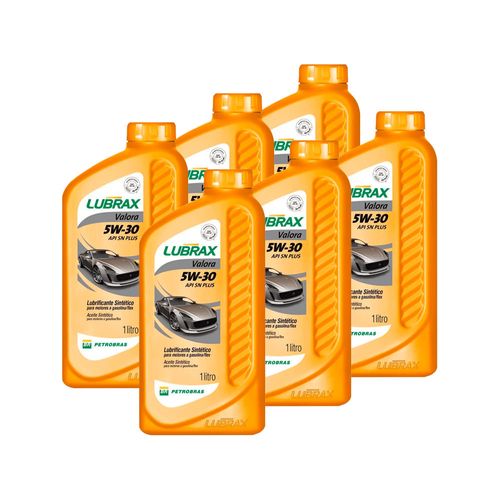 Kit 6 Óleo Lubrificante do Motor Lubrax Valora Plus 5W30 100% Sintético 1L