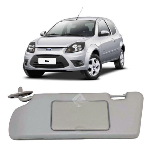 Quebra Sol Esquerdo Ford Ka 1997-2013 C/ Espelho Bolsa Cinza