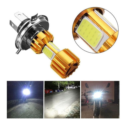 Farol Super Led Branco H4 3d Motocicleta Carro 6500k 12v