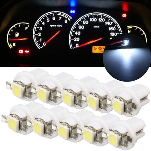 Kit 10 Lâmpadas Led Pinguinho T5 B8.5d Painel Carro Moto