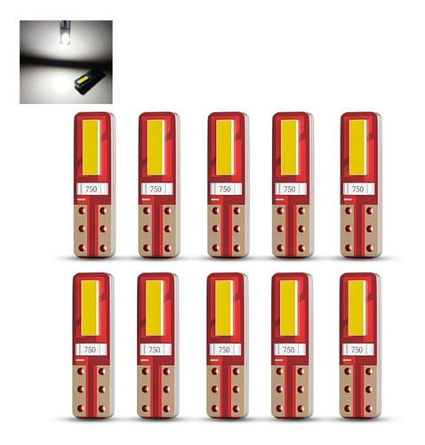 Kit 10 Lâmpadas Led T5 3030 2 Leds Painel Moto Carro