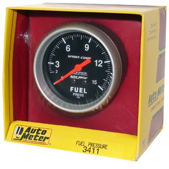 Manômetro Pressão Combustível 0 - 15 PSI - Mecânico - 2 5/8" - Sport Comp - AUTO METER