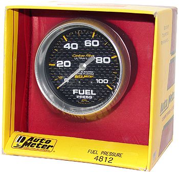 Manômetro Pressão Combustível 0 - 100 PSI - Mecânico - 2" 5/8" - Carbon Fiber - AUTO METER