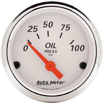 Manômetro Pressão de Óleo 0 - 100 PSI - Elétrico - 2" 1/16" - Arctic White - AUTO METER