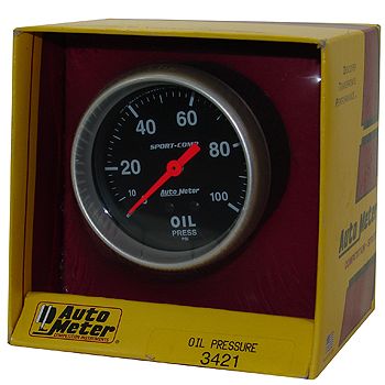 Manômetro Pressão de Óleo 0 - 100 PSI - Mecânico - 2" 5/8" - Sport Comp - AUTO METER