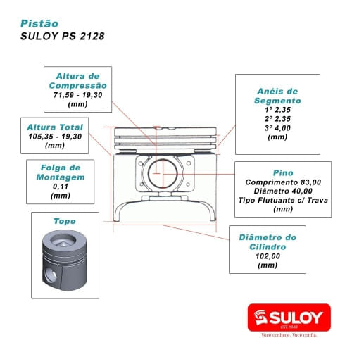 PISTAO - CUMMINS 4B 6B APOS 1991 USAR ANEL A21110