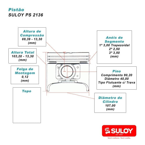 PISTAO - CUMMINS QSB 6.7 COM PORTA ANEL ACO E FURO REFRIGERACAO