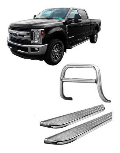 Kit Quebra Mato C/chapa+estribo Chapa Cromado F-250