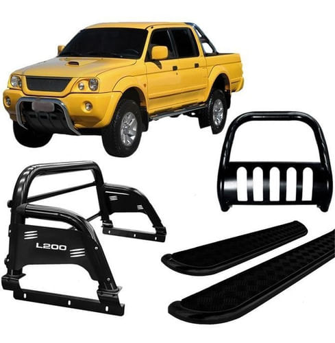Kit Quebra Mato Estribo Santo Antônio H3 L200 04 Preto