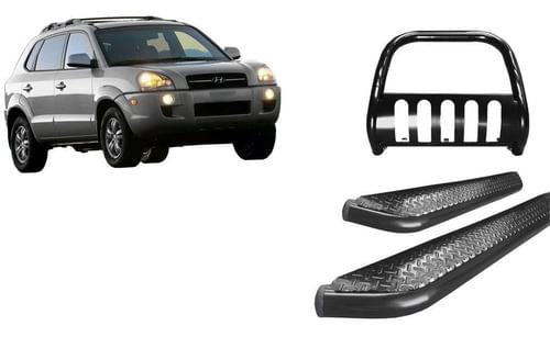 Kit Quebra Mato C/chapa Estribo Chapa Preto Tucson Até 2016