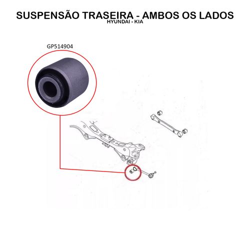 Bucha do Braço Tirante Traseiro Hyundai Azera 3.3 2011 A 2015/ I30 2.0 2008 A 2012/ IX35 2.0 2010 A 2018/ Kia Sportage 2.0 2010 A 2018