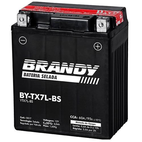 Bateria Brandy YTX7 Cbx250 Twister Cb300 Nx4 Falcon Hornet 05/07 Titan 150 Esd Fazer 250 Xtz250 Lander  Speed 150 Stx200 Xr250 Tornado Tenere 250