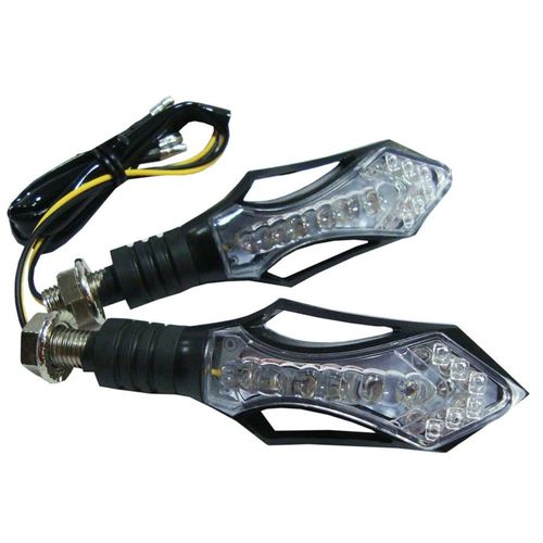Pisca Led Vazado Hornet Fazer Cb300 Xj6 Z750 Twister Preto Lente Cristal Par