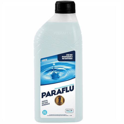 Água Desmineralizada Paraflu Alta Pureza Isenta de Sais Minerais 1L