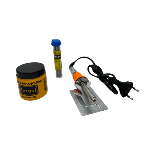 Kit Ferro de Solda 60W Com Suporte Pasta de Solda e Estanho