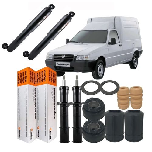 Kit 4 Amortecedores Cofap + Kit Axios Fiat Fiorino Todos 1997 a 2013