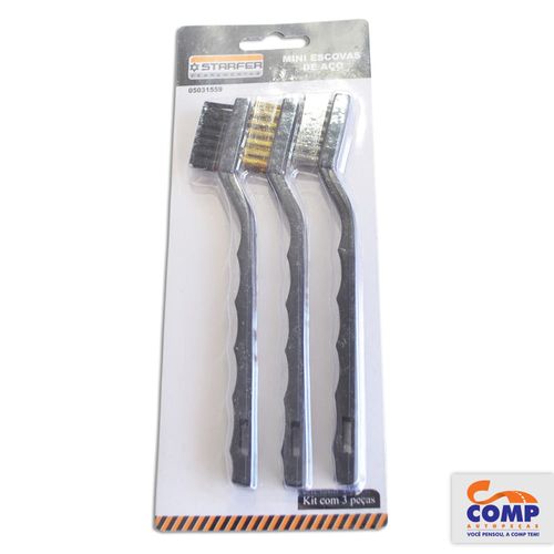 Mini Escovas de Aço Cabo Plástico Dentes Aço Raspagem Limpeza 0531559