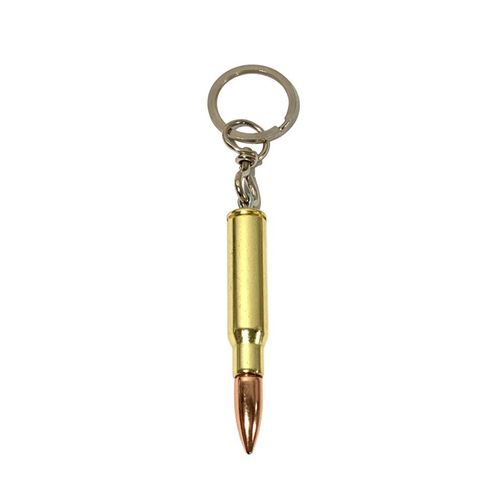 3 Chaveiros Projétil Fuzil Munição 7.62  Dourado Bélica