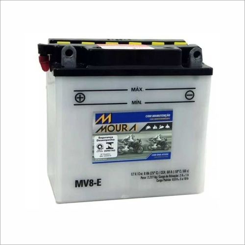 Bateria Ventilada Moto Moura 12V 8Ah MV8-E 150I GT380 SEBRING GT500 TITAN INTRUDER 250 T500