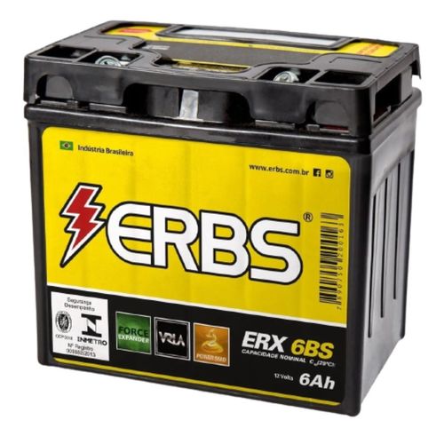 Bateria AGM Moto ERBS 12V 6Ah ERX 6BS CANNONDALE S440 X440 X440S EX400 MX400 XC400 HONDA BIZ 125
