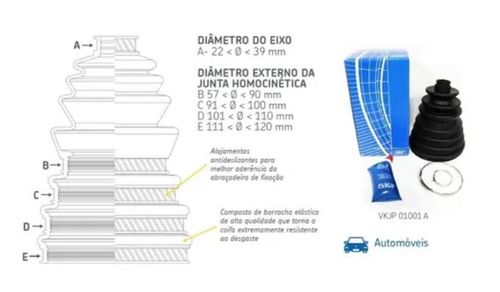 Sanfona Homoc Universal Diam. Eixo Int 22 39Mm Ext 57 120Mm