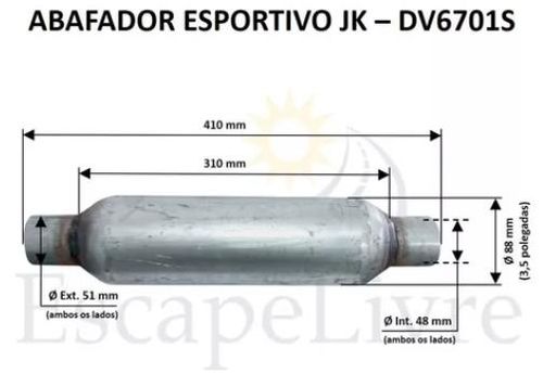 ABAFADOR ESPORTIVO UNIVERSAL TURBINHO TUBO DE 2 POLEGADAS - MASTRA DV6701S