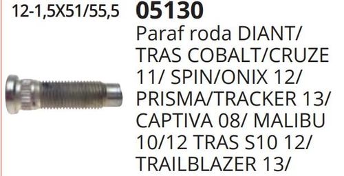 Parafuso Roda Cruze Cobalt 11 Captiva 08 Onix Spin 12